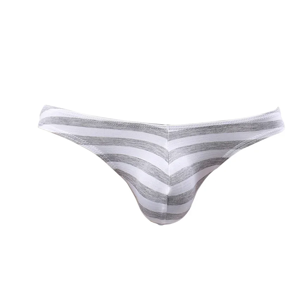 Mens Underpants New Sexy Men\'s Striped Thongs Underpants G string with Bulge Pouch Breathable Low Waist Briefs