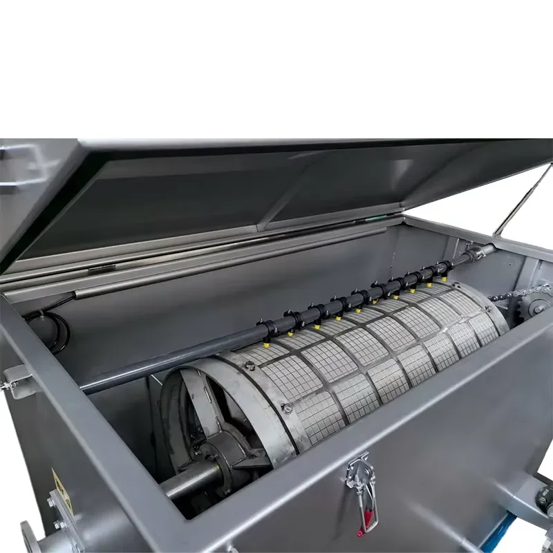 Automatic Backwashing PLC Controlled High Capacity Drum Filter Engine Motor Land Circulation Aquaculture System Koi Pond Fish