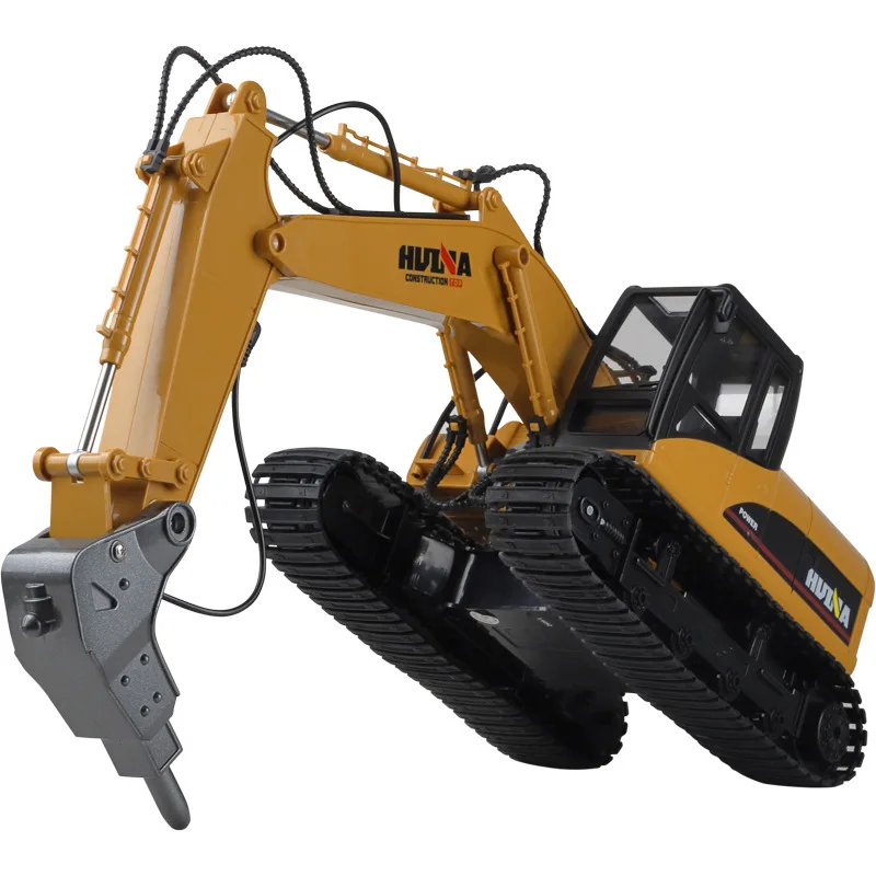 Huina 1/14 Rc Simulation Full Metal Excavator 16 Channel 2.4g Electric Breaker Children'S Car Engineering Car Remote Control