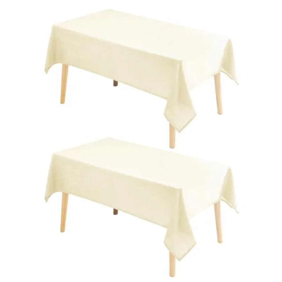 

2 Pack Faux Linen Rectangle Tablecloth - Wrinkle and Stain Resistant Washable Table Cloth for Kitchen Dining Room Holiday Table