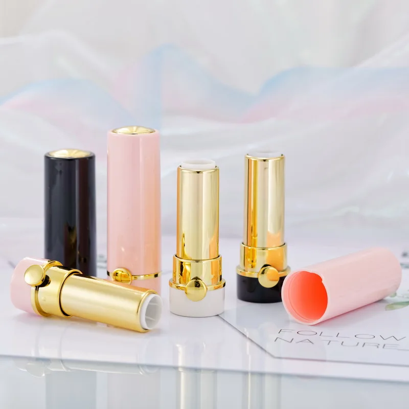 12.1mm Empty Lipstick Tube High-grade Black White Pink Round Lipstick Tube Lipstick Tube Packaging Materials Spot Buckle Type