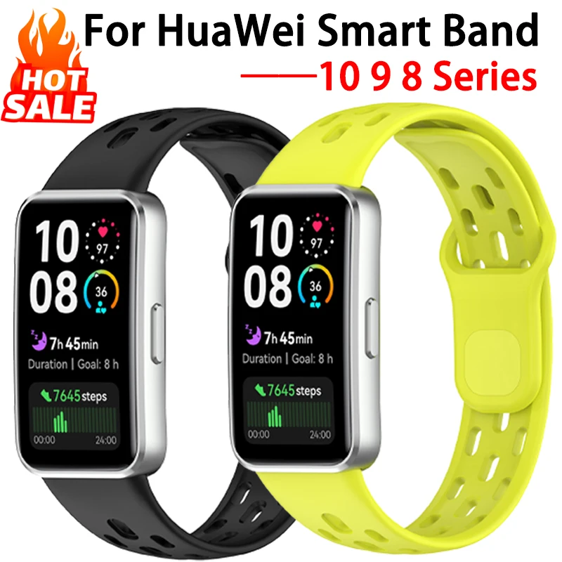 

Silicone Strap For Huawei Band 10 9 8 Replacement Breathable Bracelet Correa Huawei Smart Band 10 9 8 NFC Strap Accessories