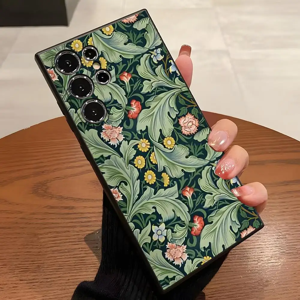 William Morris Strawberry Phone Case For Samsung S24 Ultra S25 S23 Fe S22 S20 S21 Plus A54 A34 A53 A16 Back Cover
