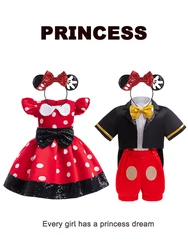 Mickey Suit Girl Minnie Dress Cartoon Clothes Baby Summer Costume Child Cosplay Princess Fancy Bow Tie Boy Clothing Set