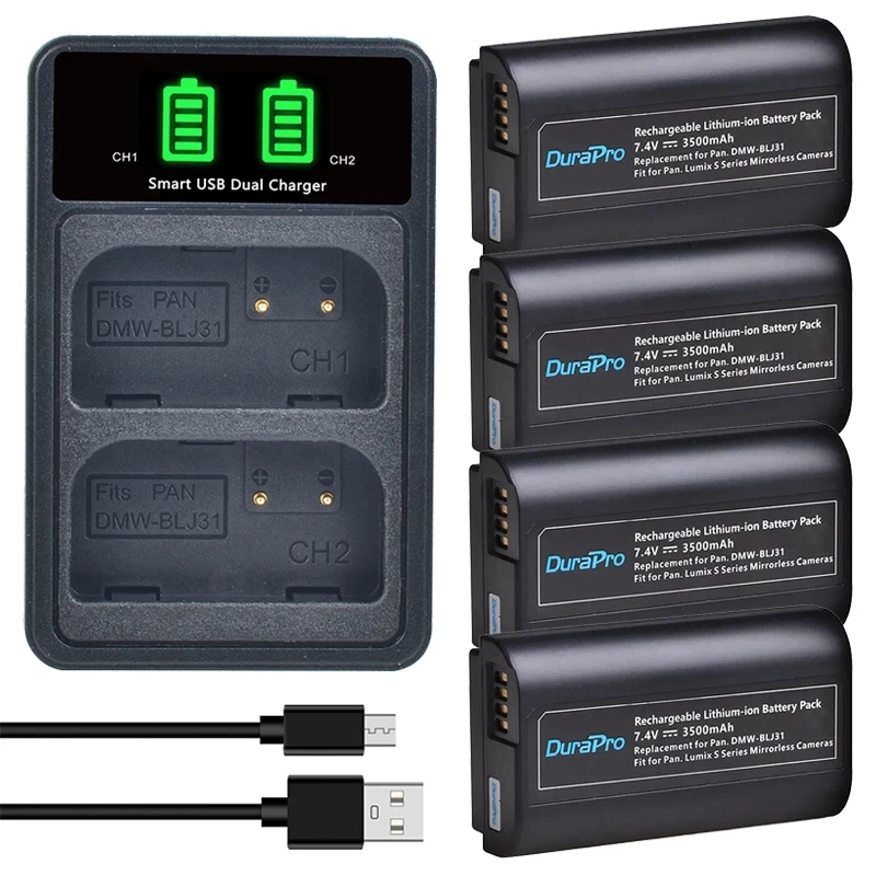 DMW-BLJ31 Bateria DMW BLJ31 DMWBLJ31 Battery + LED Charger for Panasonic LUMIX S1, S1R, S1H Mirrorless Cameras Accessories