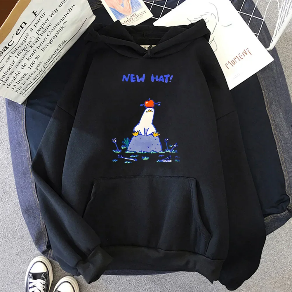 

New Hat Graphic Hoodie I'm Sick of Everything Sweatshirt Women Kawaii Clothes Cute Duck Top Anime Casual Winter Fleece Coats Men