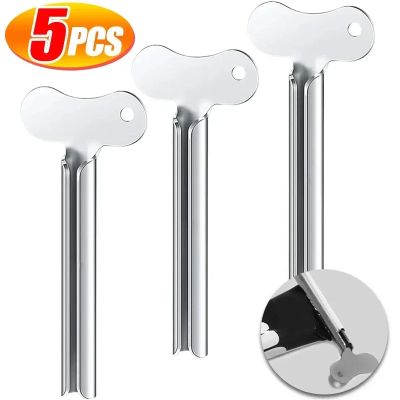 

5/1PCS Bathroom Metal Toothpaste Squeezer Stainless Steel Tube Squeezer Universal Key Roller for Tube Creams Paint Squeezer Tool