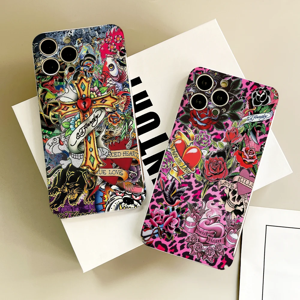 Moda e-ed h-hardy caso de telefone funda para iphone 17 16 15 14 13 12 11 plus pro max mini capa traseira capa dura filme escudo