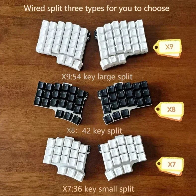 X9 54-key Split Keyboard Custom Wired Single-mode Aluminum Ergonomic Split Keyboard QMK /VIA Key-changing Mechanical Keyboard