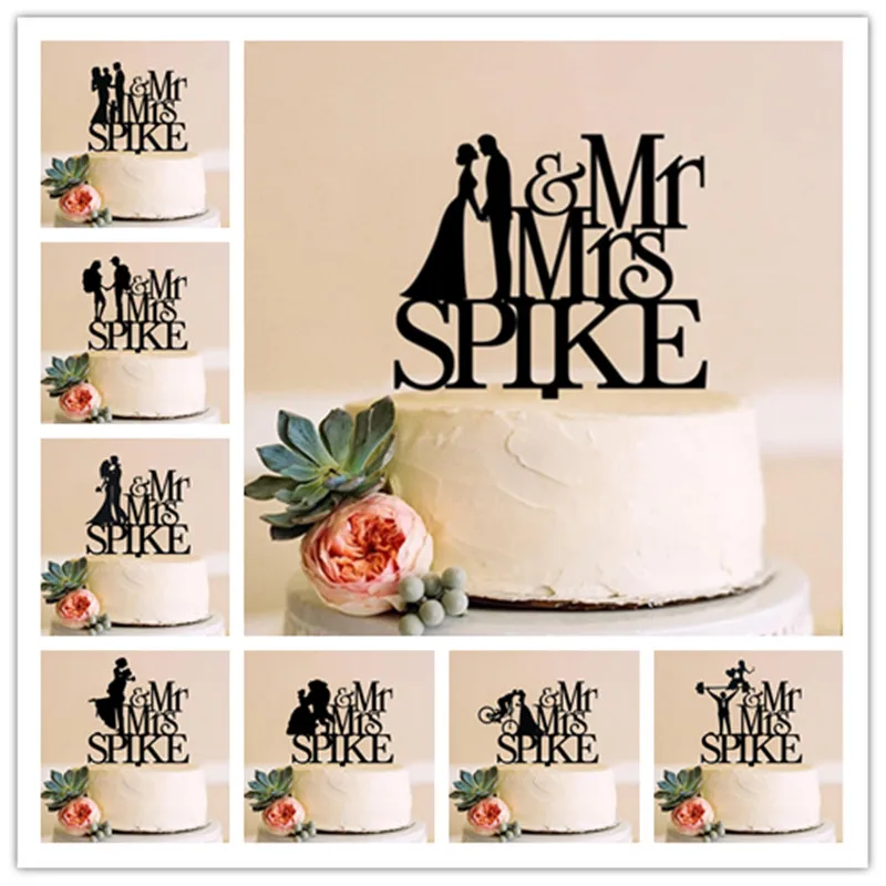 Casal Silhouette Cake Topper, Personalizado, Sobrenome, Senhor e Senhora, Recepção de Casamento, T Presente Rústico, Noivado, Bolo