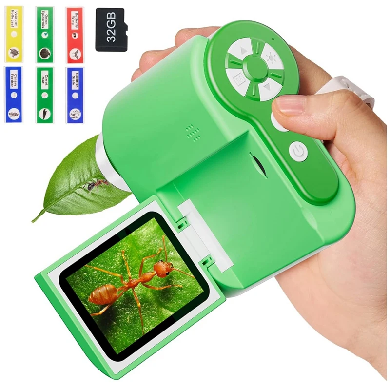 AB08-Microscope For Kids,1000X Handheld Digital Microscope,Portable Pocket Microscope Miniscope,USB Mini Scope For Kids