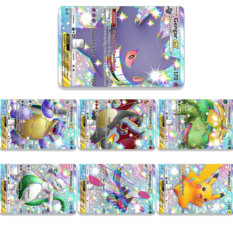 Pegatinas de tarjetas Gengar Ex, tarjetas coleccionables, Psyduck, Campus, Bulbasaur, Eevee, decoración de documentos, pegatina, juguetes exquisitos para niños, regalo