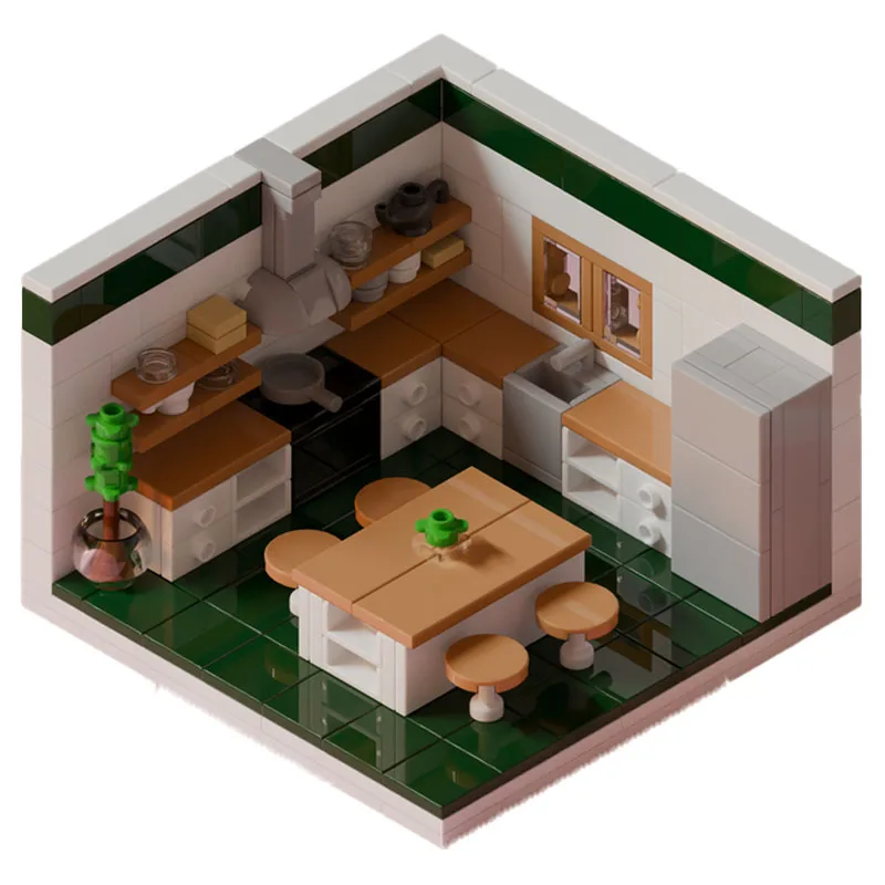 265 pçs arquitetura moderna tijolos série cidade criativa cozinha blocos de construção modelo crianças diy montagem brinquedo festival presentes