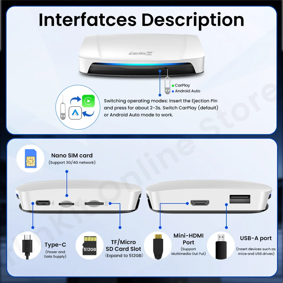 Carlinkit TBOX-UHD Android 13.0 CarPlay Auto Wireless HDMI