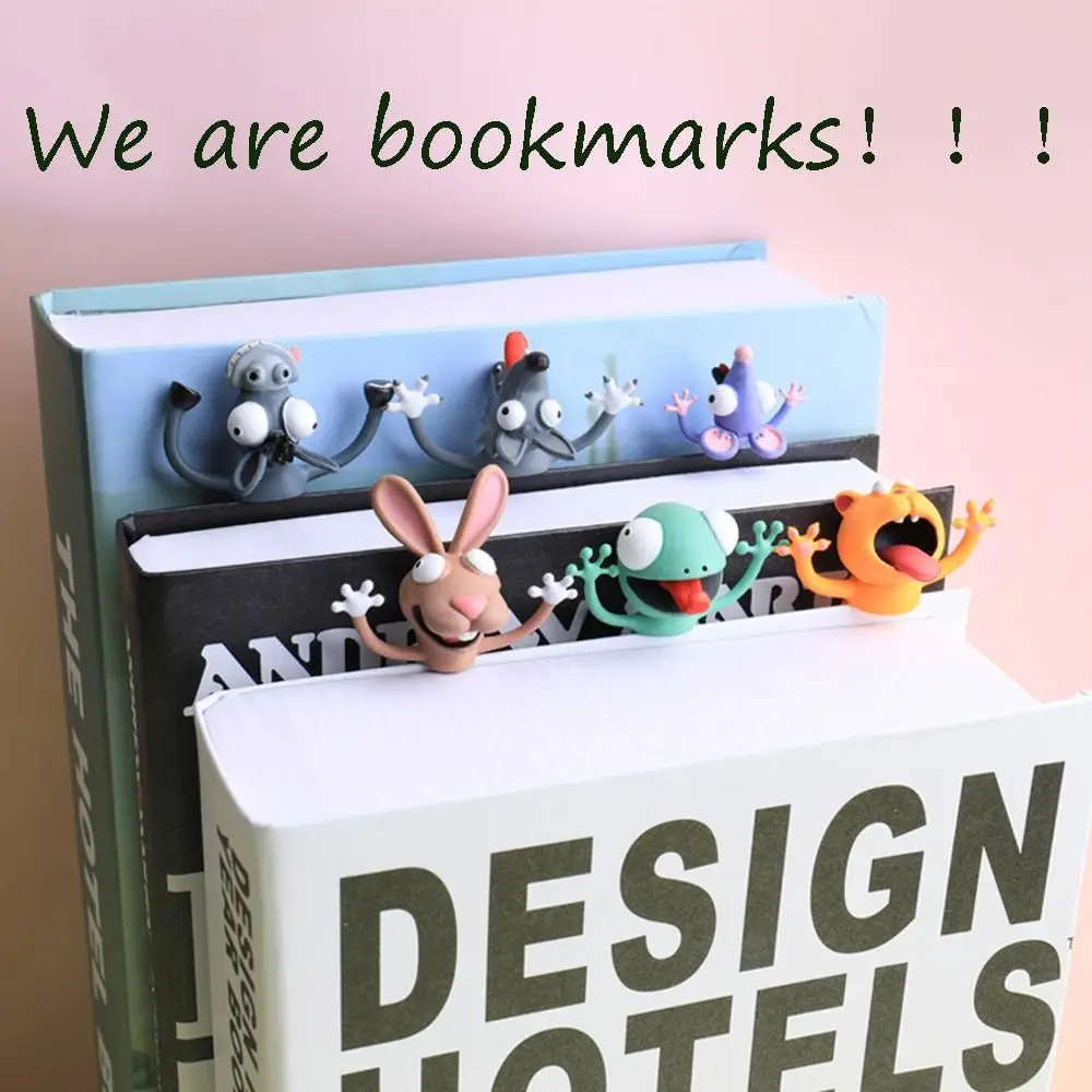 3D Stereo Cartoon Marker Animal Bookmarks Original Cute Cat PVC Material Funny Student School Stationery for Children Gift