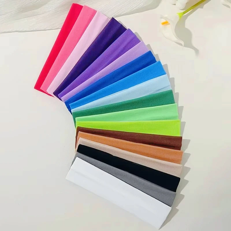 Elastic Hair Band Fashion Headbands Solid Color Knitted Sports Running Fitness Yoga Hair Bands Makeup Hair Accessories For Women image 2