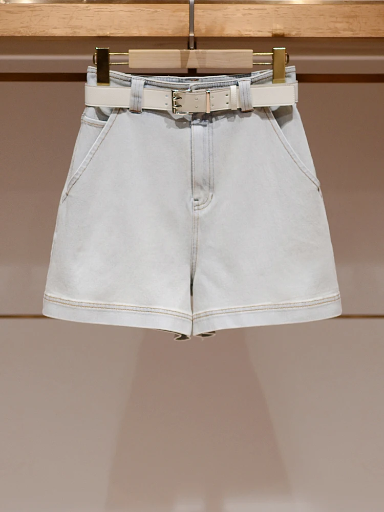 

High Waist Wide Leg Blue Jeans Women's Belted Slimming ort Pants Summer Faion JOOva Brand Waed Effect Stand Fit