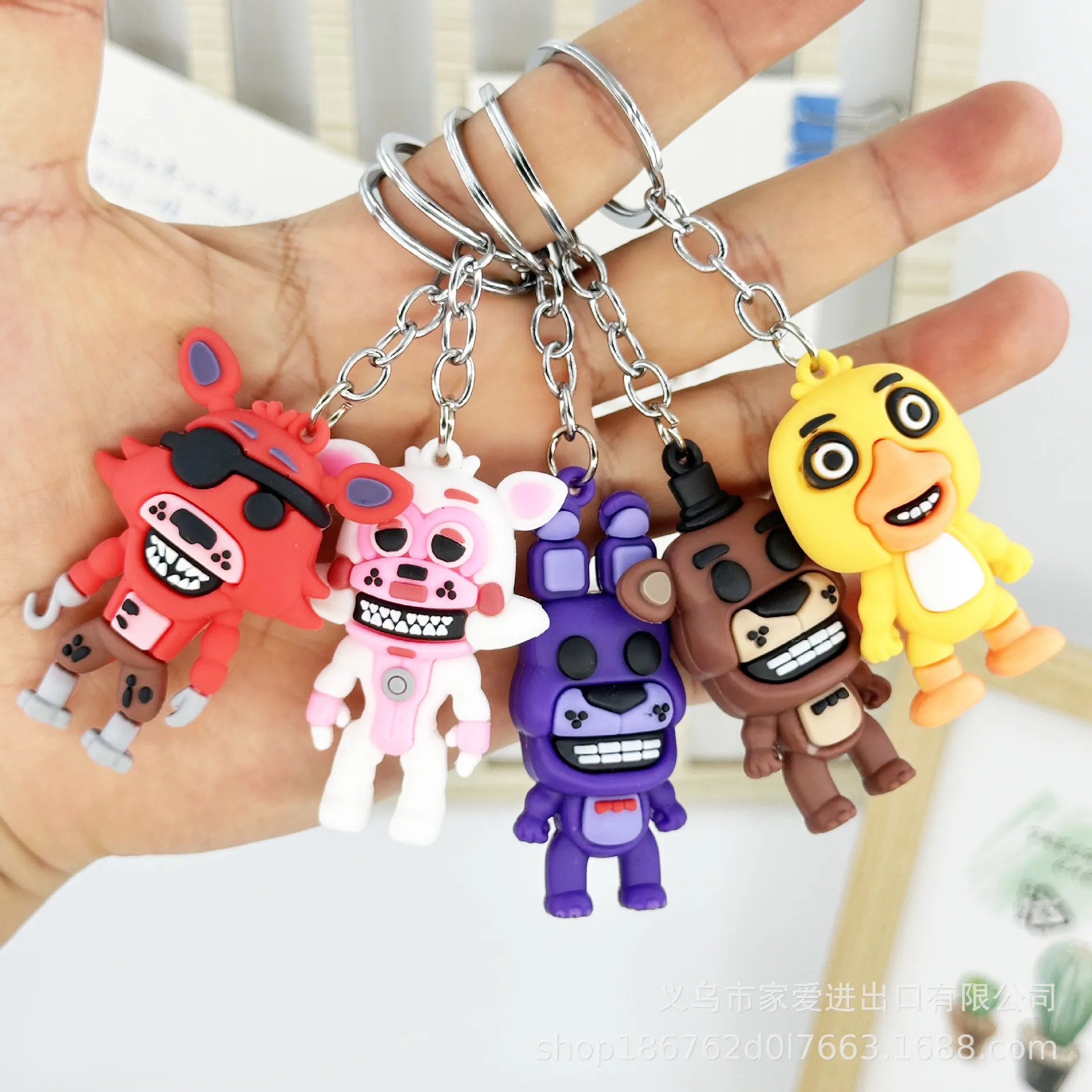 FNAF Keyrings Five Night At Fredys Key Chains Kawaii Dolls Ring Student Backpack Pendants Car Keychains Charms Accessories Gift