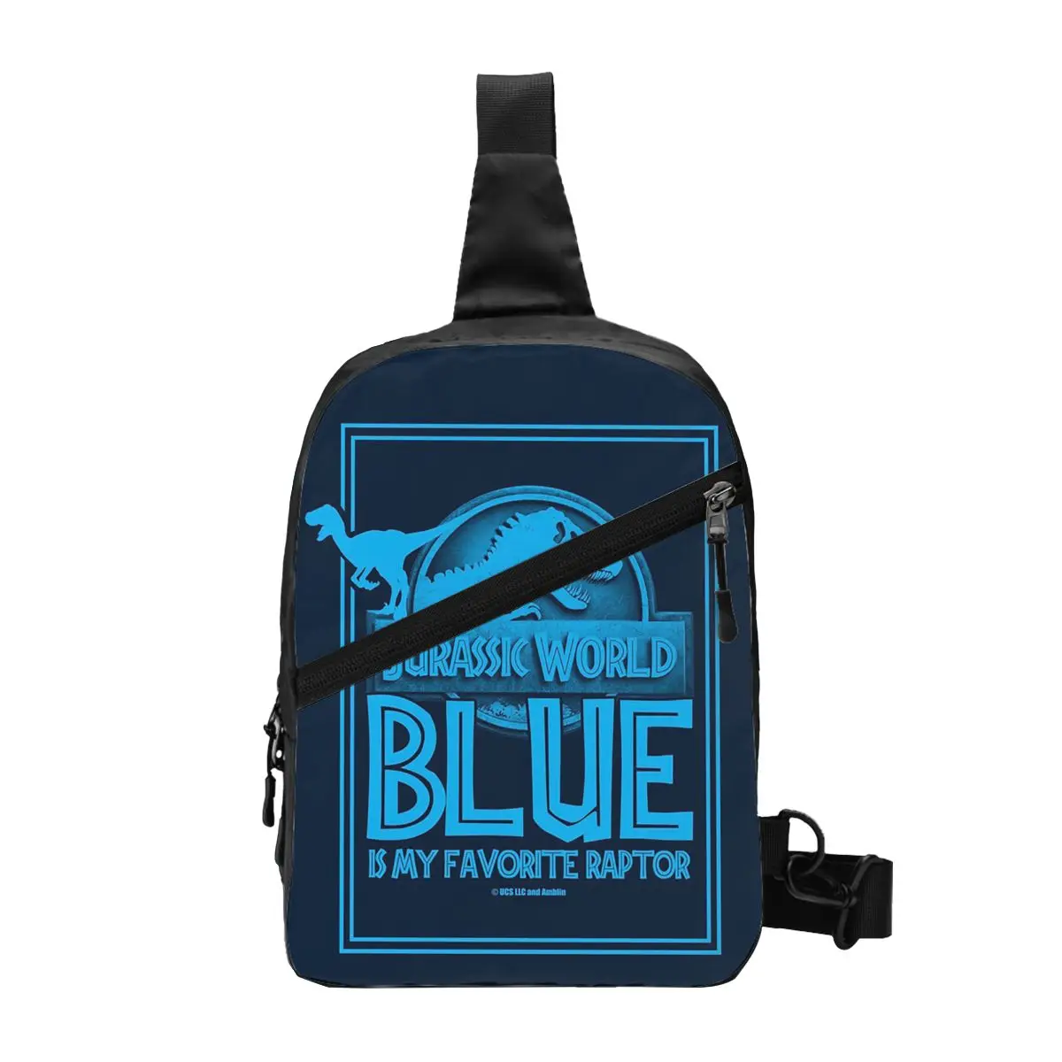 Jurassic World - Blue Is My Favorite Raptor Chest Bag Men Sling Crossbody Backpack Chest Bag Travel Hiking Daypack Shoulder Bag