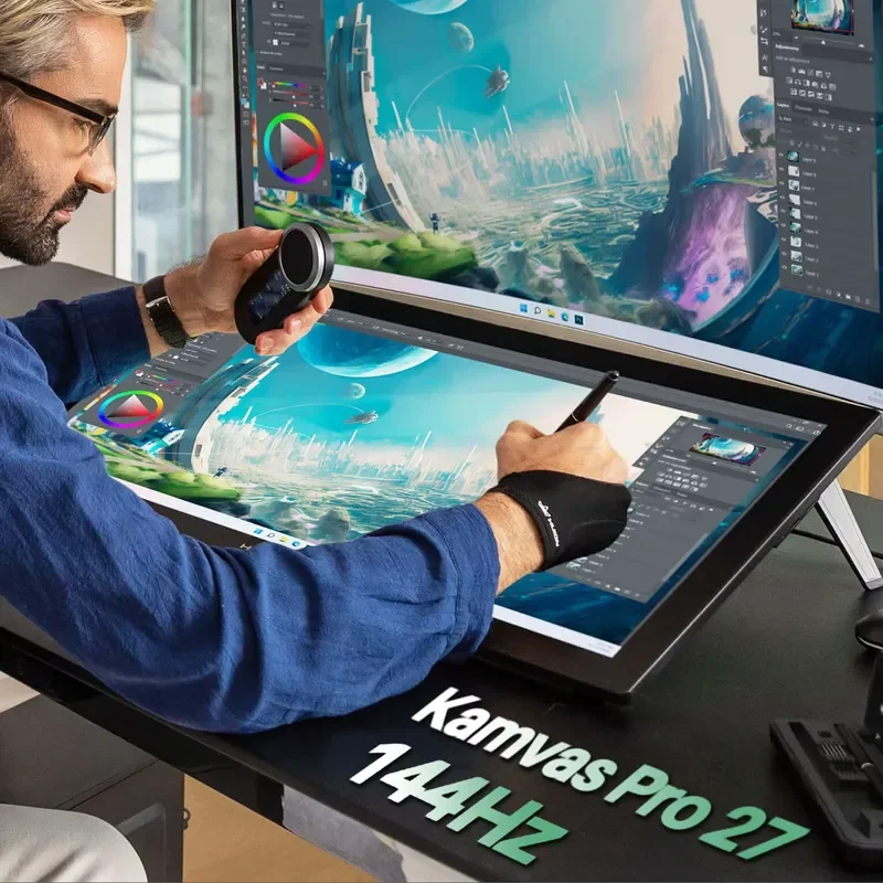 【CHIMU HOME】 Kamvas Pro 27 144Hz High Performance Pen Display 27 Inch 4K Graphic Tablet with Screen for Artists