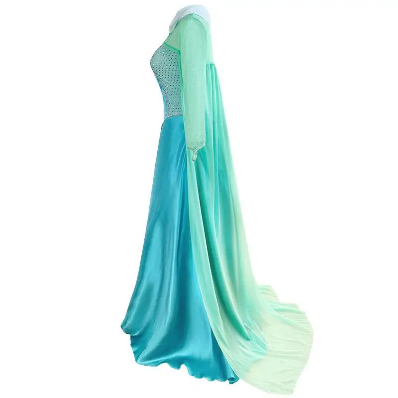 الأزرق Princ Dr S4XL حجم كبير إلسا لوين سنو وايت زي الملكة إلسا أداء الزي المرأة Faion Dr