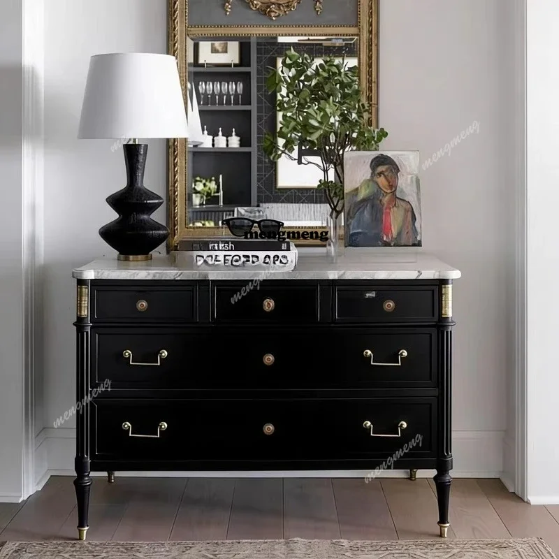 French chest of drawers, entrance cabinet, solid wood entrance, facing the door, light luxury living room sideboard