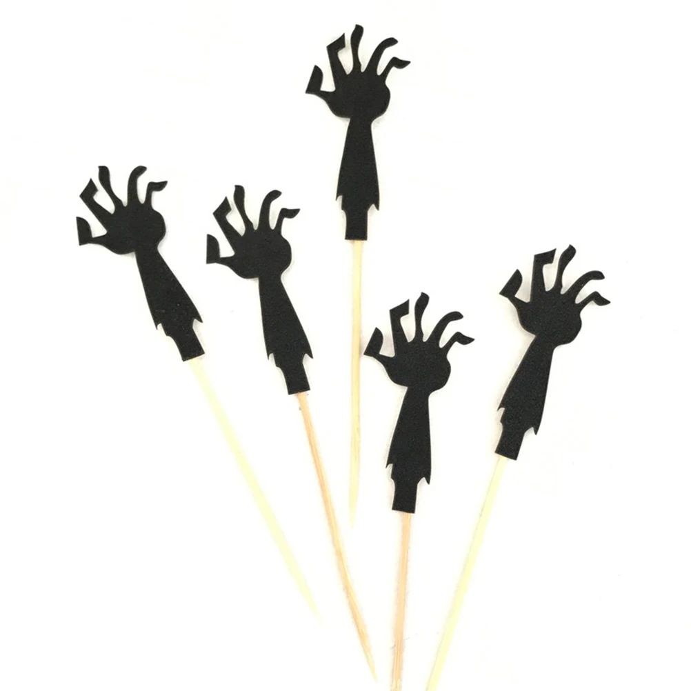 

5pcs Ghost Arm Toppers Unique Hand Shaped Decoration Halloween Cupcake Picks Wooden Sticks Party Supplies