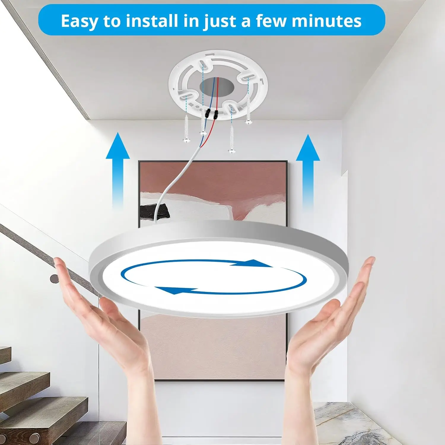Packung mit 2/4 18-W-Smart-LED-Deckenleuchten mit Bewegungsmelder, 1800 lm Ø23 cm, 4000 K halbbündige Halterung für Schlafzimmer, Küche, Flur – Detail 6