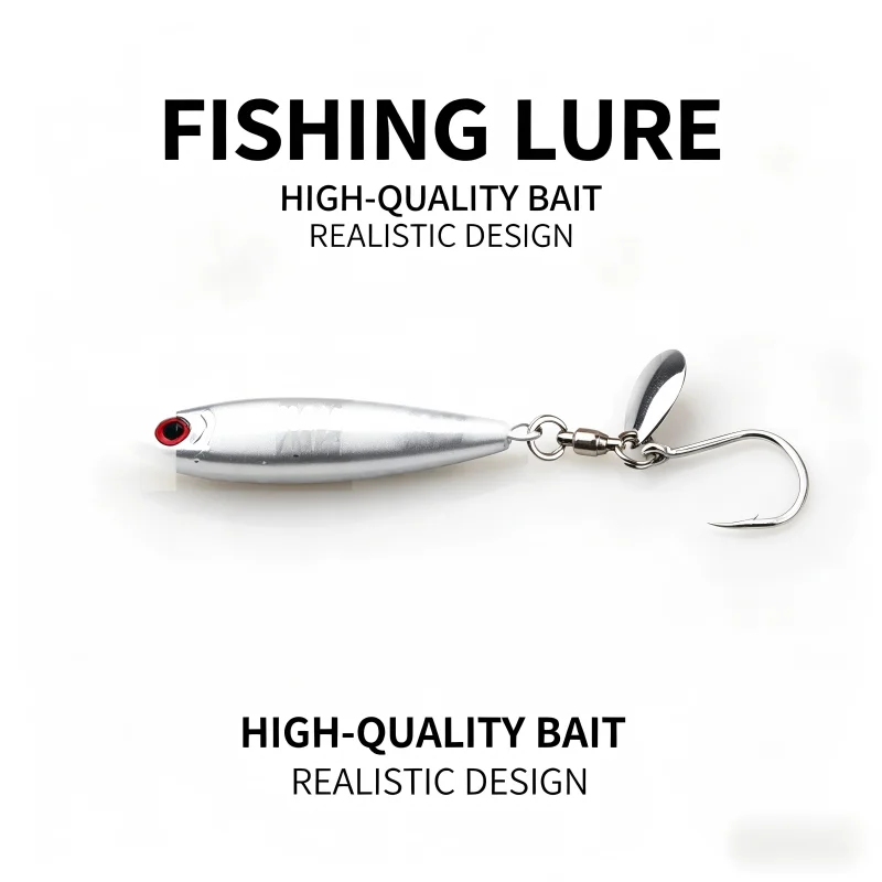 

2pcs Slow Pitch Jigging Lure Metal Lead Bait Spinning Blade Single Hook Hard Lure Saltwater Offshore Fishing
