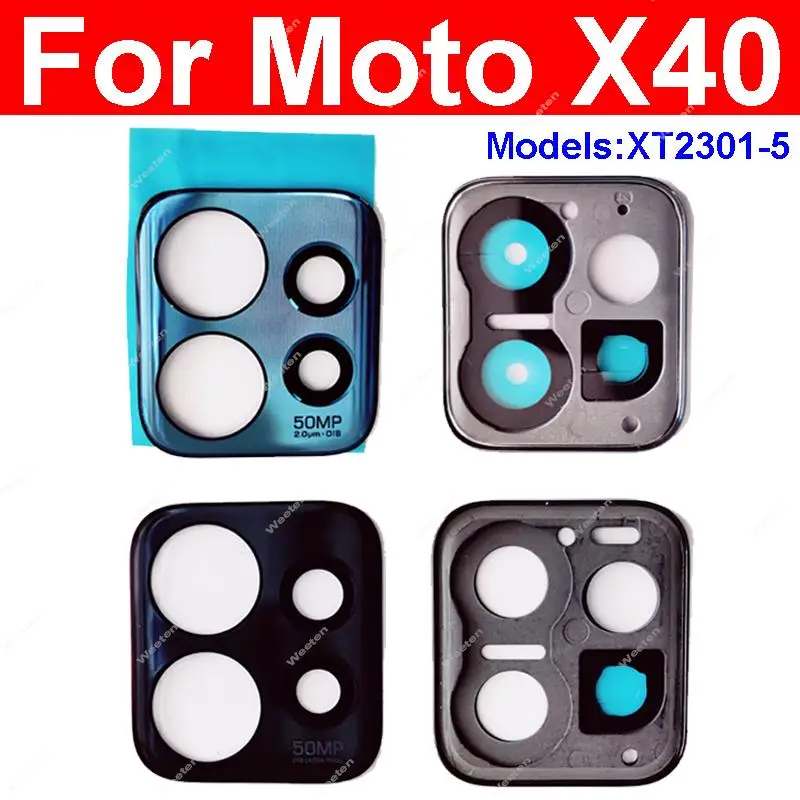 Rear Camera Glass Lens Cover For Motorola MOTO X40 XT2301-5 Back  Camera Lens Glass with Frame Holder Replacement Repair Parts