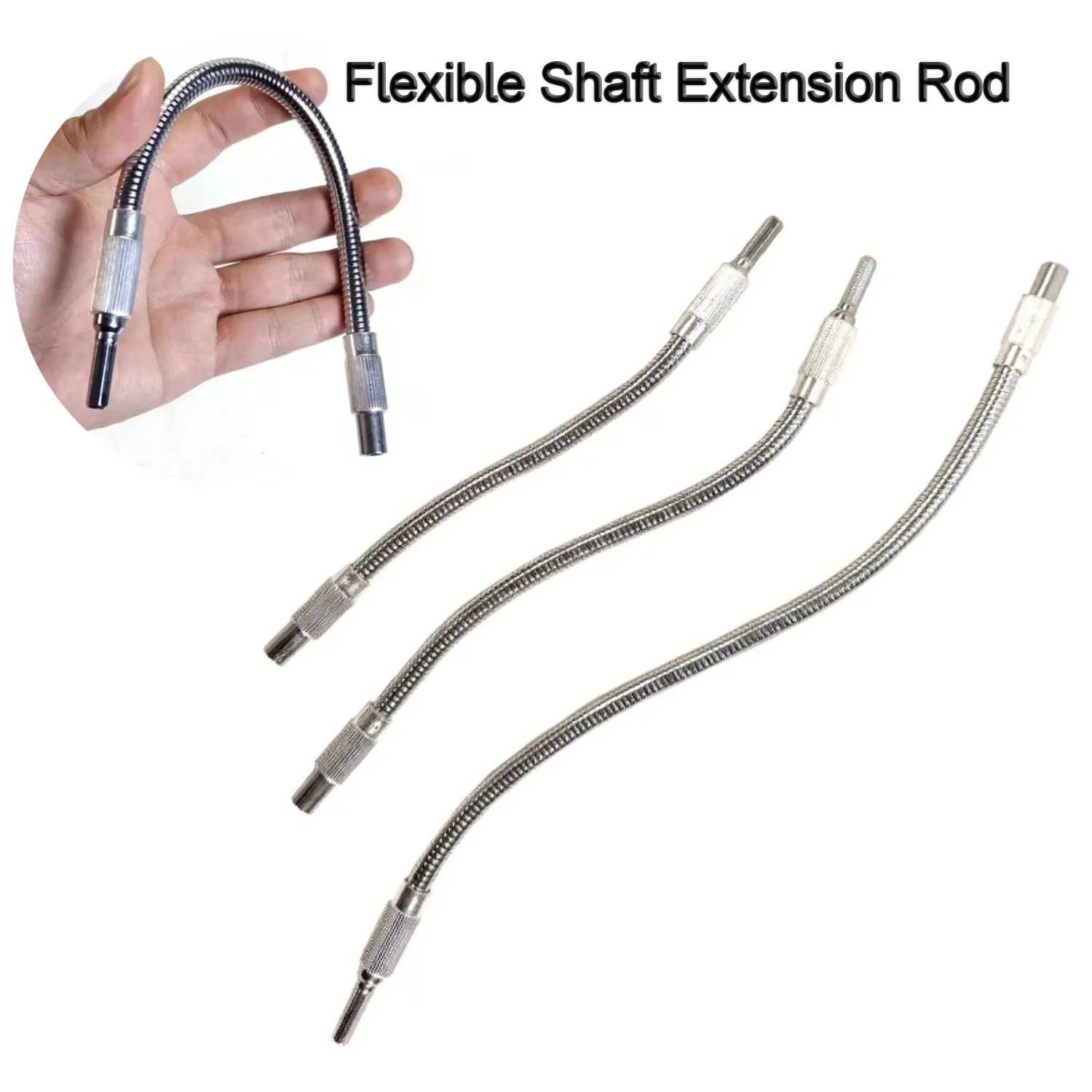 150-400mm Extend Rod Hexagonal Shank Metal Flexible Shaft Extension Drill Holder Magnetic Hex Screwdriver Bit Connection Socket