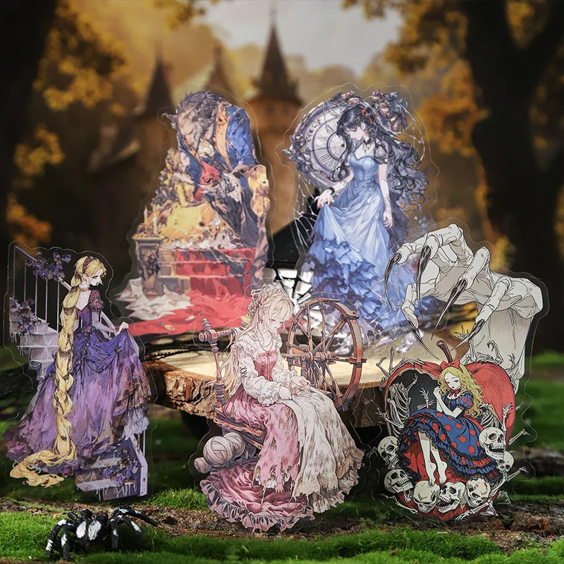 10Stickers/Pack Fairy Tale Rhapsody Series Dark Character PET Sticker Pack 6 Styles Die-Cut Base DIY Decoration Stickers
