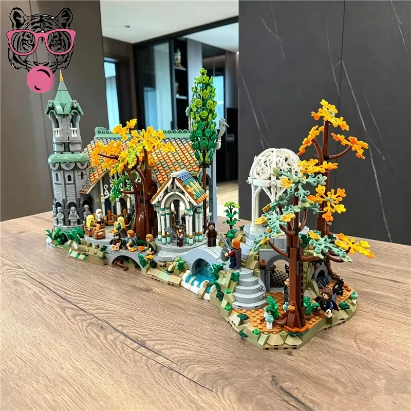 Hot Toys In Stock 6167 pcs Fantasy Elven Sanctuary Building Bricks Medieval Castle Model with Tree Waterfall Details Collectible