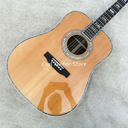 2022 Factory Custom 41'' Red Cedar Top Acoustic Guitar,Chassical D Model,45 Style,Real Abalone Inlay,Wood Guitar