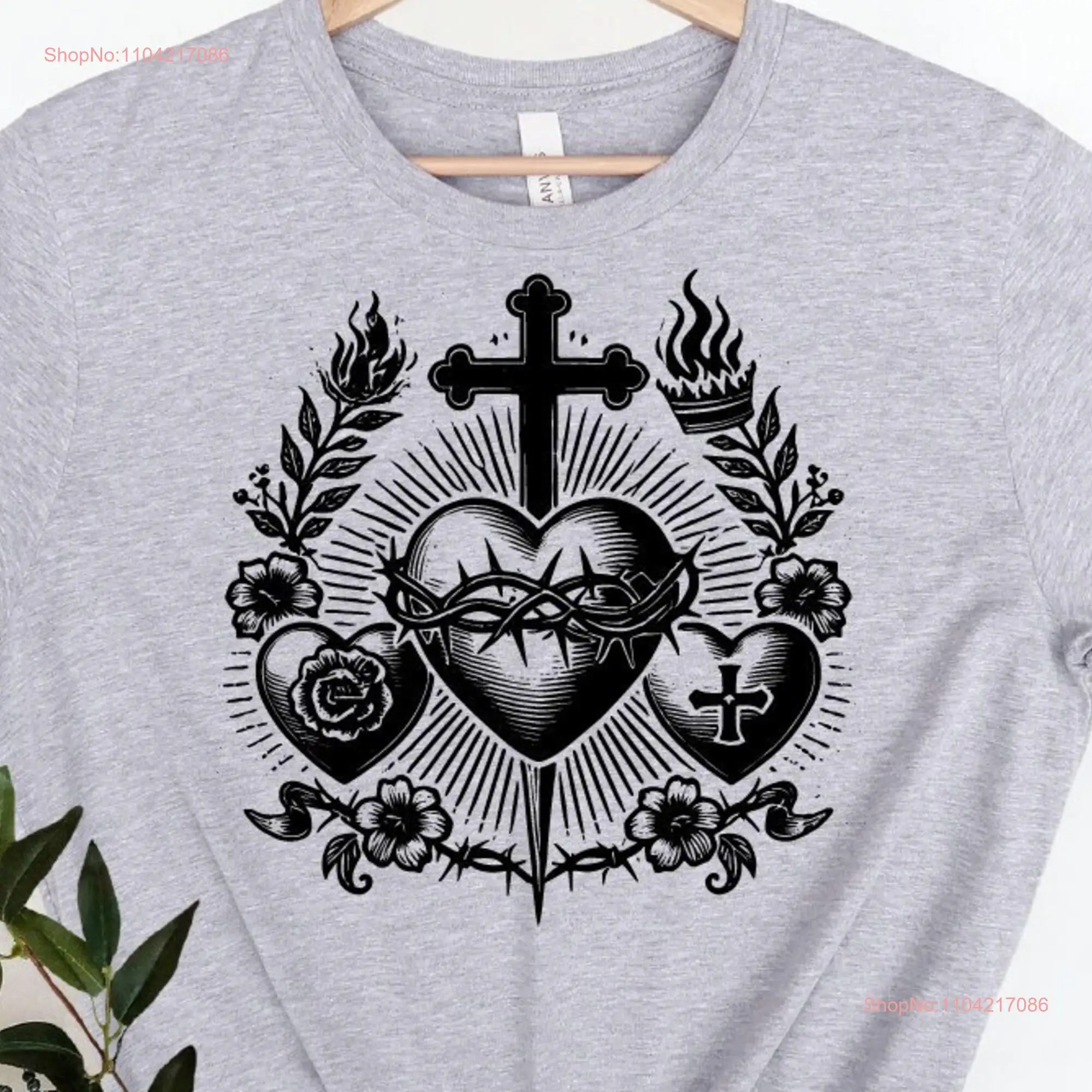 Three Hearts of the Holy Family T Shirt Bible Verse Catholic Prayer PR737 long or short sleeves