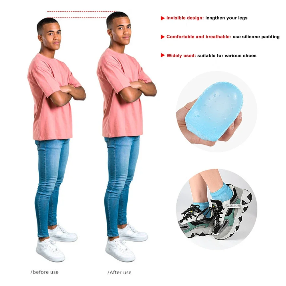 Verstärkte Höhen-Maximierungs-Socken Sport 2,5/3,5cm Halb Unsichtbare Höhenvergrößerungs-Einlegesohle Rutschfeste Unsichtbare Fersenheber Schuhzubehör – Detail 13