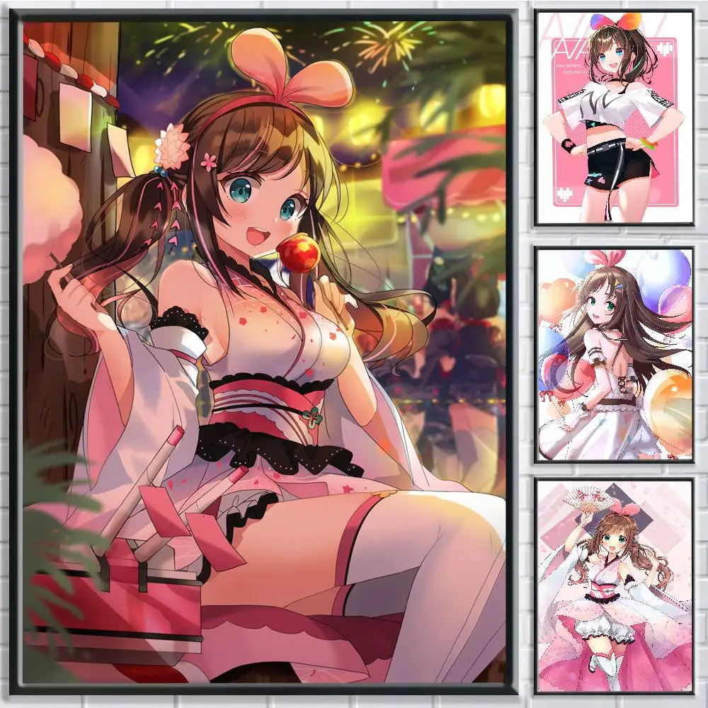 Anime Girl Kizuna Ai Poster Self-adhesive Art Waterproof Paper Sticker Coffee House Bar Room Wall Decor