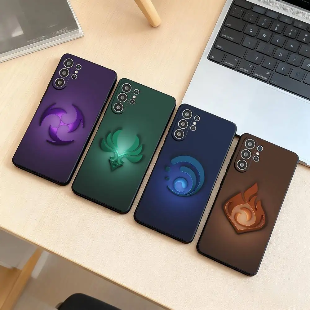 Genshin Impact Elements  Phone Case For Samsung S25,S24,S21,S22,S23,S30,Ultra,S20,Plus,Fe,Soft Silicone Black Cover Gift