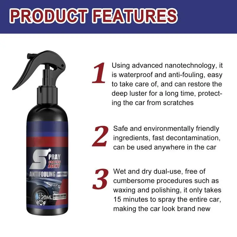 Car Ceramic Coating Spray 120ml Auto Nano Ceramic Coating Polishing Spraying Wax Car Paint Scratch Repair Remover