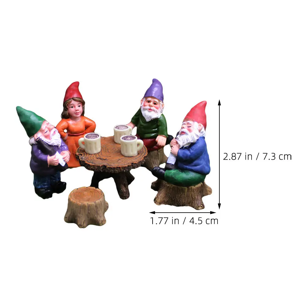 Resin Dwarf Garden Gnome Statue Set Handpainted Creative Christmas Mini Landscape Ornaments for Patio Yard Lawn Garden Decor