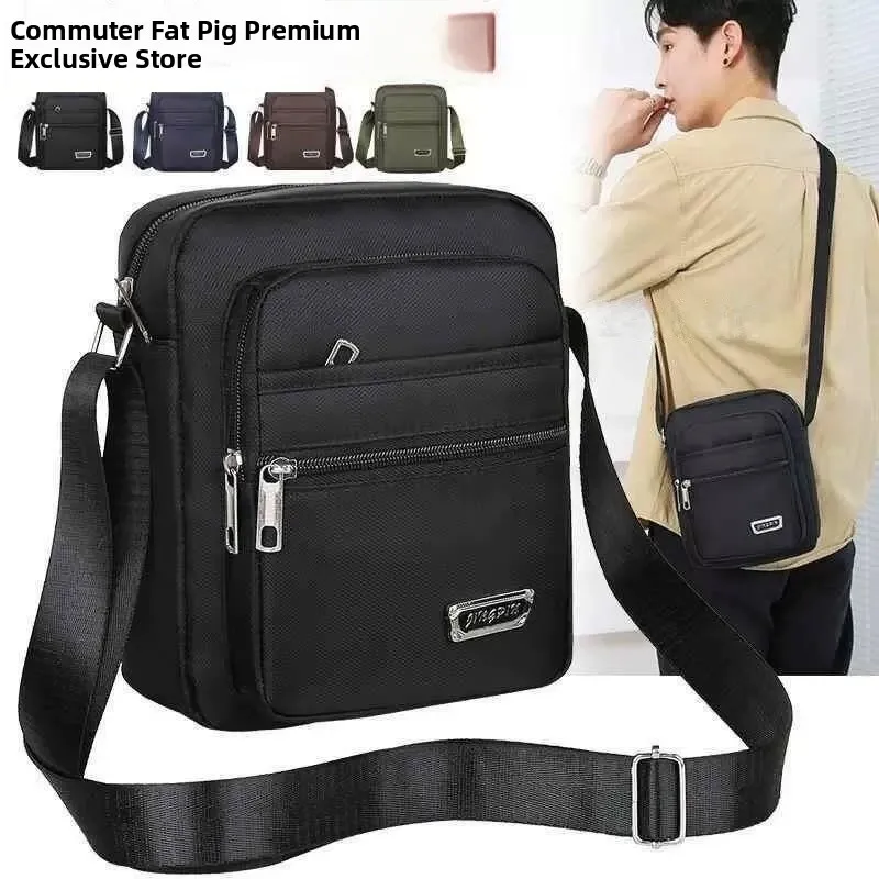 Oxford Cloth Men's Shoulder Bag Casual Canvas Crossbody Bag Leisure Piggy Backpack Small Wallet Briefcase for Elderly