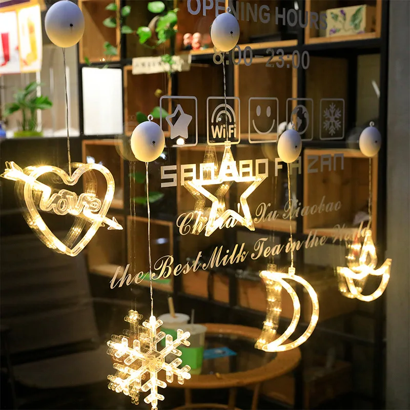 

LED Star Christmas Sucker Holiday Atmosphere Lights Suitable For Lndoor Window Display Room Decoration Free Delivery