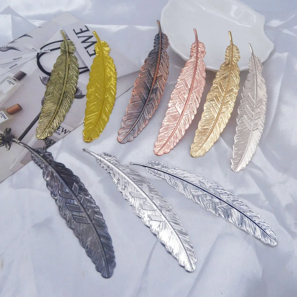 Retro Metal Feather Bookmark Ins DIY Handmade Feather Pendants Bookmark Ethnic Style Creative Bookmark Photography Tools