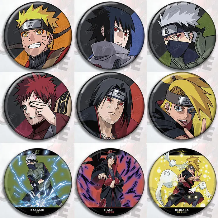 Conjunto de insignias de Anime Naruto, Kakashi Sasuke Itachi Deidara Gaara, accesorios de Cosplay, mercancía coleccionable, regalo para Fans
