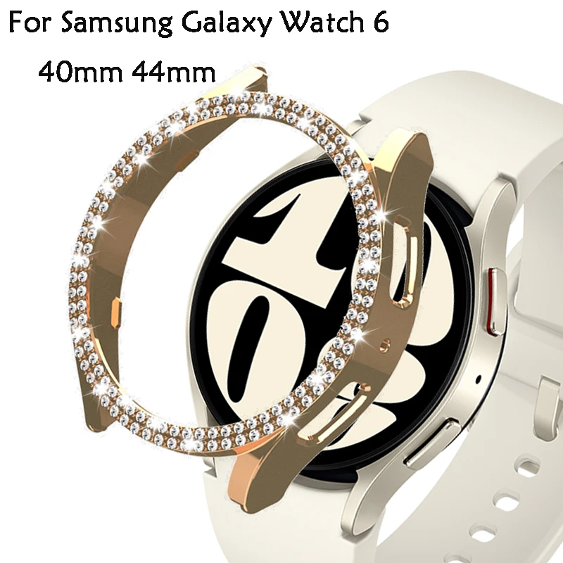 Двойной Алмазный чехол для Samsung Galaxy Watch 6 40 мм 44 мм, чехол из поликарбоната с полыми рамками, защитный бампер для Galaxy watch 6, чехол