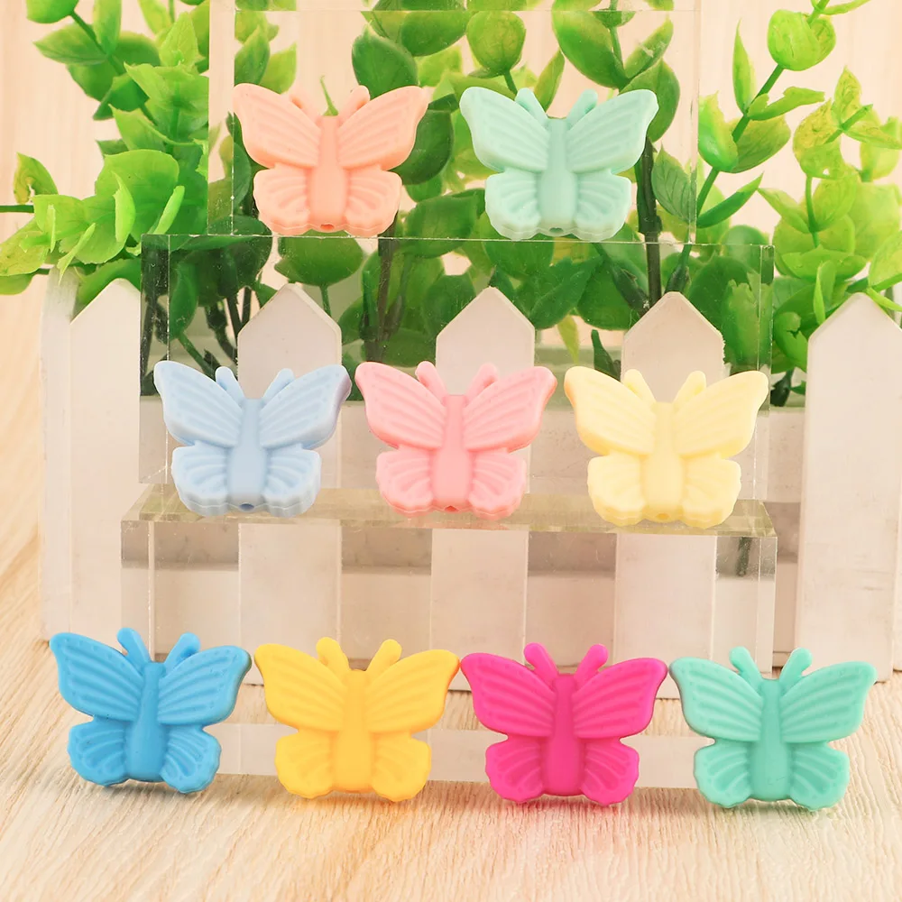 10Pcs/lot Silicone Beads Bow Cactus Butterfly Leaf Food Grade For Jewelry Making DIY Necklace Pacifier Chain Accessories