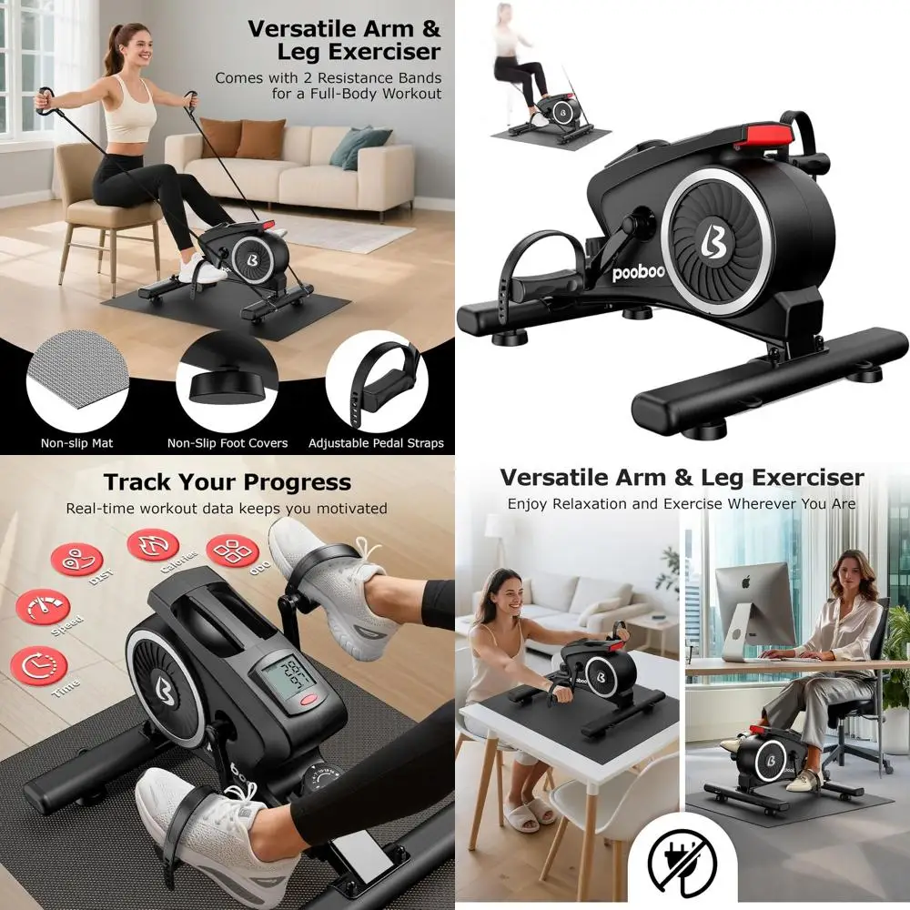 

Бесшумный магнитный мини-велотренажер для стола, 16 уровней сопротивления, для тренировки рук и ног, с эспандерами и ковриком для дома или офиса