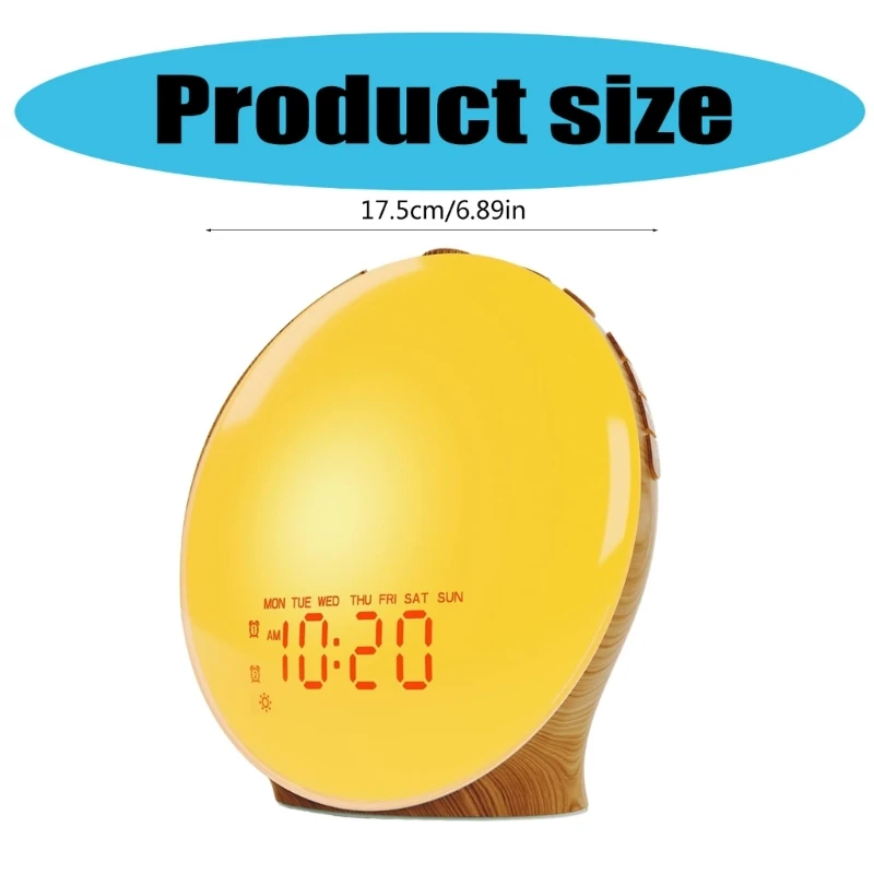 LED tela cheia Wake Up Grãos Despertador com Simulação Sunrises 37JD