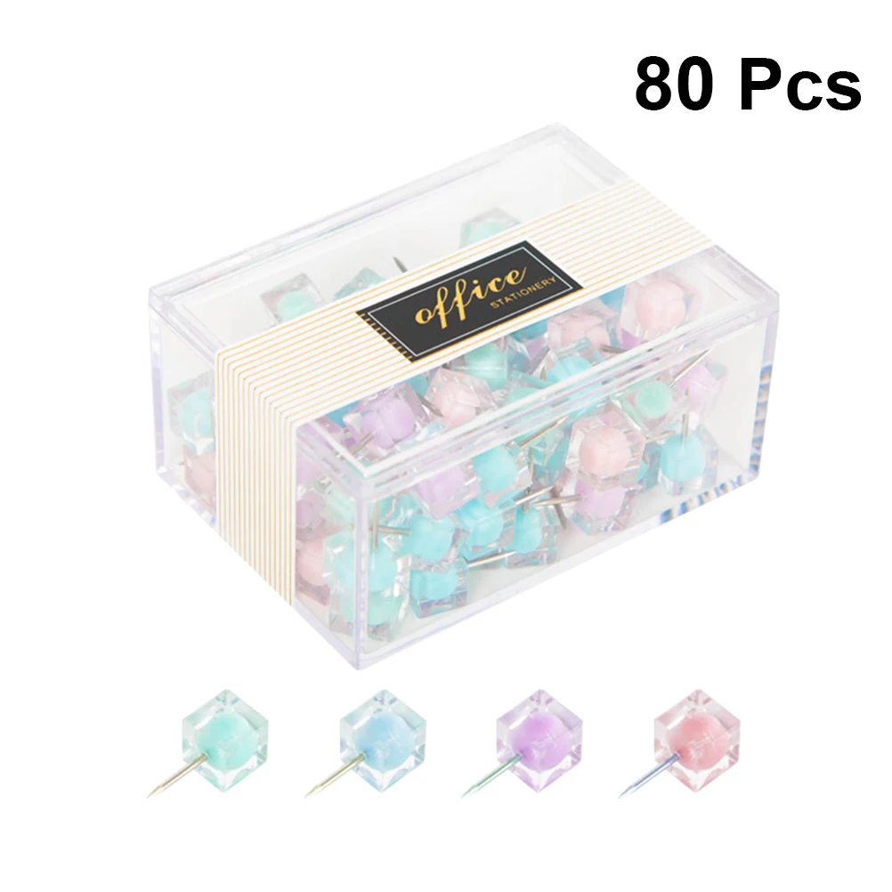

80pcs Pushpins Clear Thumbtacks Clear Thumbtacks Plastic Creative Design for Office School Board Decor