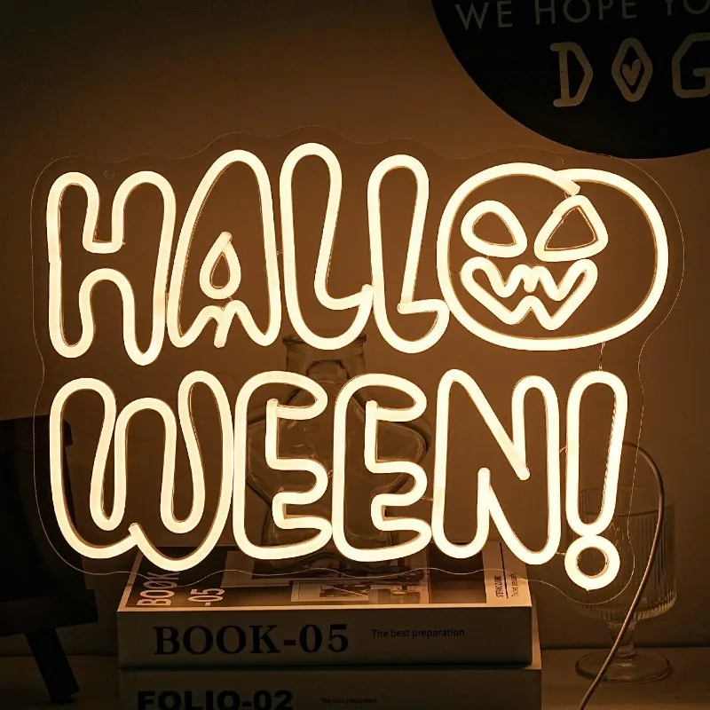 Halloween Alphabet Neon Lights for Wall Decorations Dimmable LED Neon Signs Bedroom Living Room Bar Party Halloween Decorations